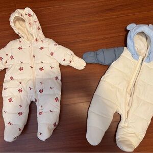 Old Navy Cream and Blue Kids Puffers